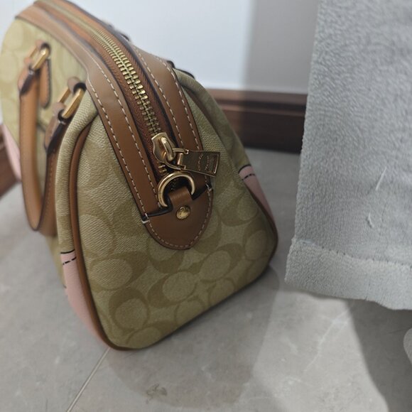 Coach Signature Canvas Twill Print Khaki Satchel - Picture 5 of 7